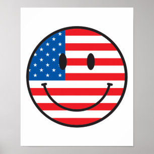 Pôster EUA Flag Happy Face