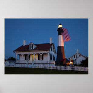 Pôster EUA, Geórgia, ilha de Tybee, vôo da bandeira