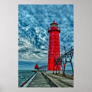 Poster EUA, Grand Haven, Michigan, farol