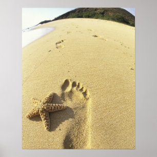 Poster EUA, Havaí, Maui, Praia de Makena, Pegada e
