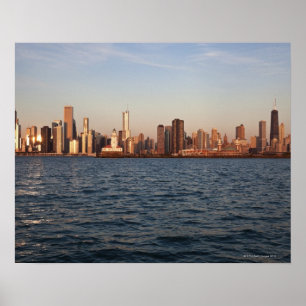 Pôster EUA, Illinois, Chicago, skyline da cidade sobre o