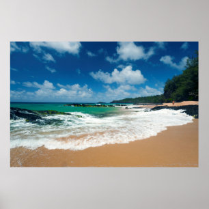 Pôster EUA, Kauai, Havaí. Uma Mulher Enrola As Rochas