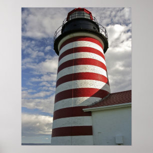 Pôster EUA, Maine, Lubec. Farol West Quoddy Head