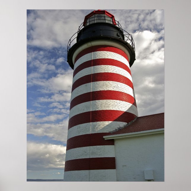 Pôster EUA, Maine, Lubec. Farol West Quoddy Head (Frente)
