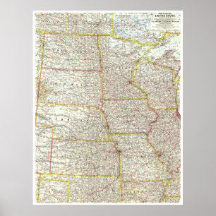 Poster "EUA: MAPA central norte dos 1958 Estados Unidos