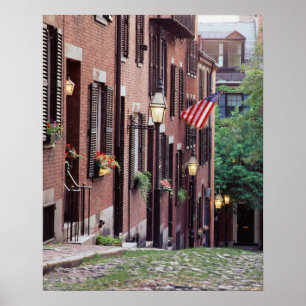 Poster EUA, Massachusetts, Boston, Casas ao longo de Acor