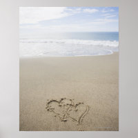 EUA, Massachusetts, Hearts desenhados na praia are