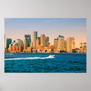 Pôster EUA, Massachusetts. Panorama da Praia de Boston