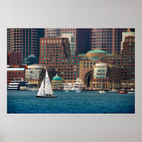 EUA, Massachusetts. Vista panorâmica da orla de Bo