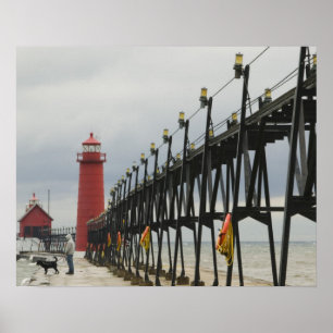 Pôster EUA, Michigan, Costa do Lago Michigan, Grand Haven