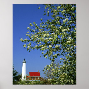 Poster EUA, Michigan, East Tawas. Farol de Tawas com