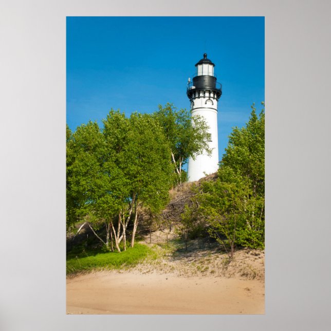 Pôster EUA, Michigan. Farol de Au Sable no Lago (Frente)