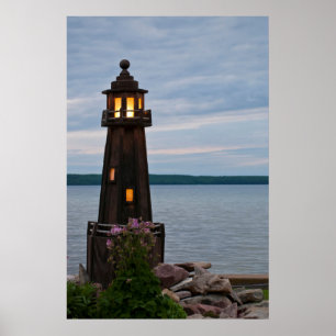 Poster EUA, Michigan. Farol de decoração de vara