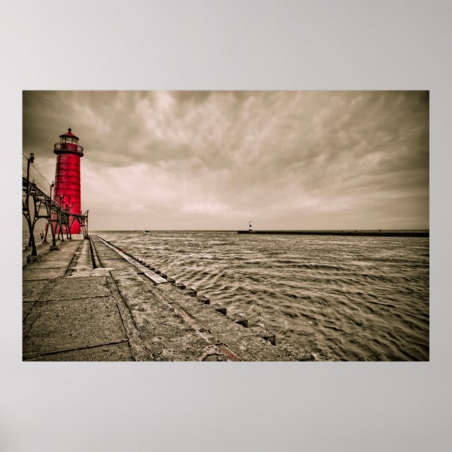 Poster EUA, Michigan, Farol de Grand Haven (Frente)