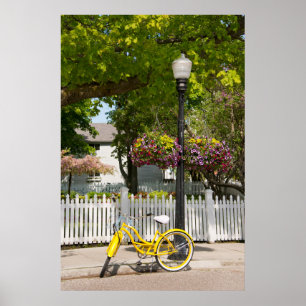 Pôster EUA, Michigan, Ilha Mackinac. Bicicleta Amarela