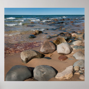 Poster EUA, Michigan. Pedras Arredondadas Em 12 Milhas
