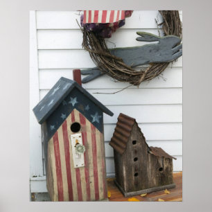 Pôster EUA, Missouri, Herman: Casas de pássaros patriótic