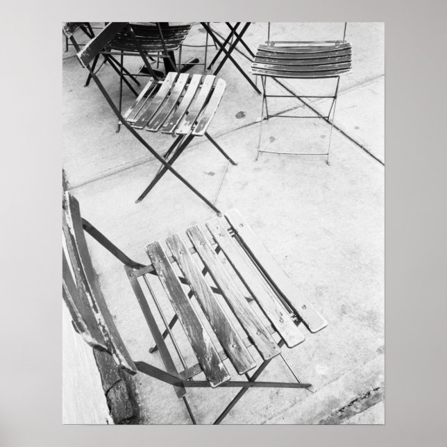 Pôster EUA, NOVA IORQUE: Nova Iorque Cafés Chairs, (Frente)