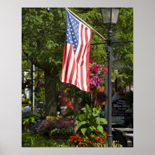 Poster EUA, Nova York, Lewiston. Bandeira americana anexa
