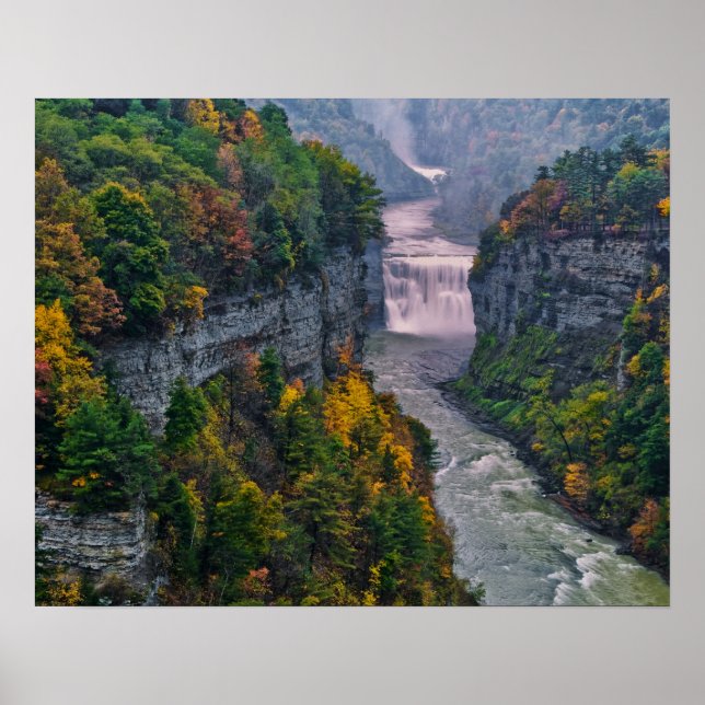 Pôster EUA, Nova York, Parque Estadual Letchworth. Rio e (Frente)