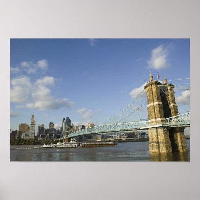 Pôster EUA, Ohio, Cincinnati: Suspensão de Roebling 2 (Frente)