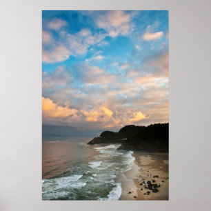 Pôster EUA, Oregon. Heceta Farol de Cabeça de manhã