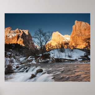 Pôster EUA, Utah, Parque Nacional Zion. Nascer do sol na