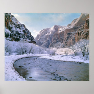 Pôster EUA, Utah, Zion NP. Novos cobrir de neve no canyon