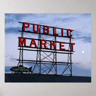 Pôster EUA, Washington, Seattle, Pike Street Market