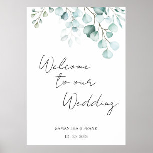 Poster Eucalipto Bem-vindo ao nosso Casamento