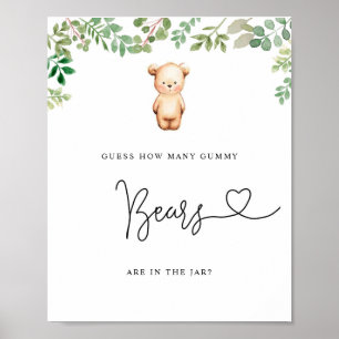 Poster Eucalipto pequeno urso adivinhe quantos ursinhos d