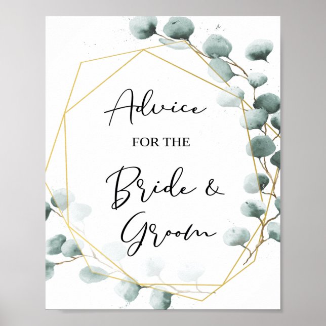 Poster Eucalyptus Advice for the Bride and Groom Sign (Frente)