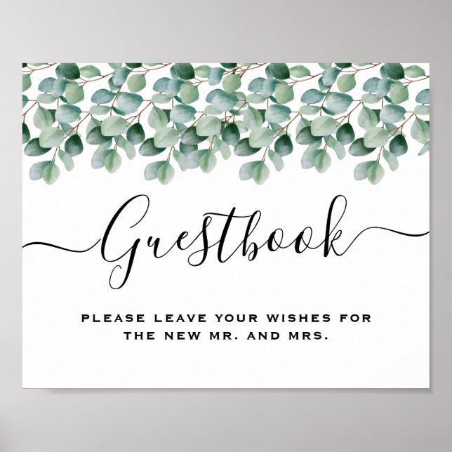 Poster Eucalyptus Botanical Greenery  Wedding (Frente)