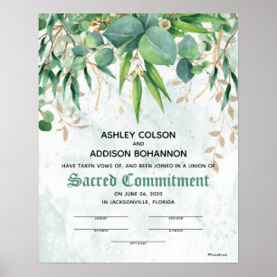 Poster Eucalyptus Botannical ♥ Wedding Certificate