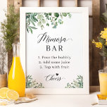 Poster Eucalyptus deixa Chá de panela Mimosa Bar Sinal<br><div class="desc">Adicione um toque de elegância natural ao seu chá de panela com nosso sinal de Bar Eucalyptus deixa Mimosa. A bela aquarela do eucalipto deixa design, combinada com a elegante caligrafia, faz deste sinal a adição perfeita às suas decorações de chás de panela. Este modelo personalizável permite personalizar facilmente o...</div>