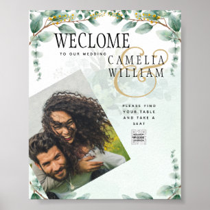 Poster Eucalyptus deixa DOURADO ORÇAMENTO DE CÓDIGO QR DE