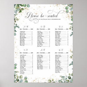 Poster Eucalyptus Dourado Glitter - Gráficos de Casamento