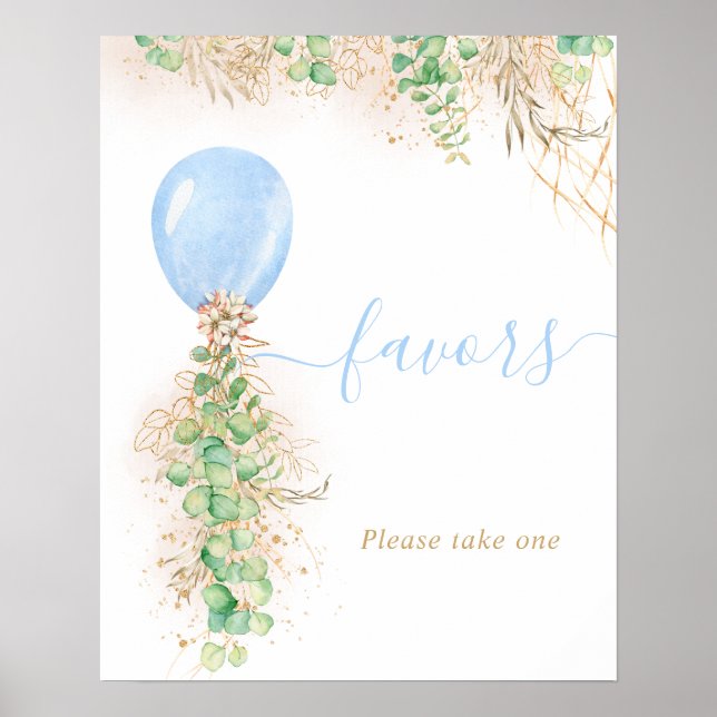 Poster Eucalyptus Foliage Garland Blue Balloon Favores (Frente)