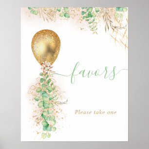 Poster Eucalyptus Foliage Garland Dourada Balão Favor