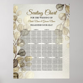 Poster Eucalyptus Foliage Wedding Shiny Dourado com Aquar