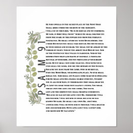 Poster Eucalyptus Greenery Bíblia Art Salm 91 Escritura