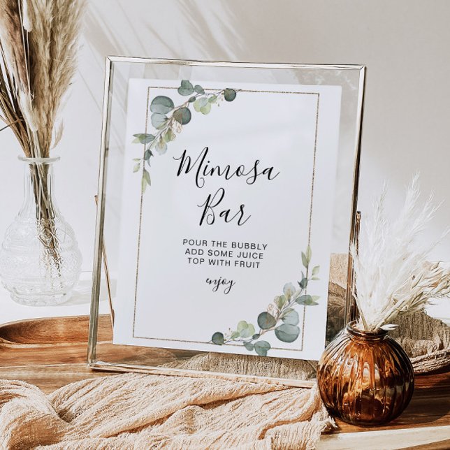Poster eucalyptus greenery bridal shower mimosa bar sign (Criador carregado)
