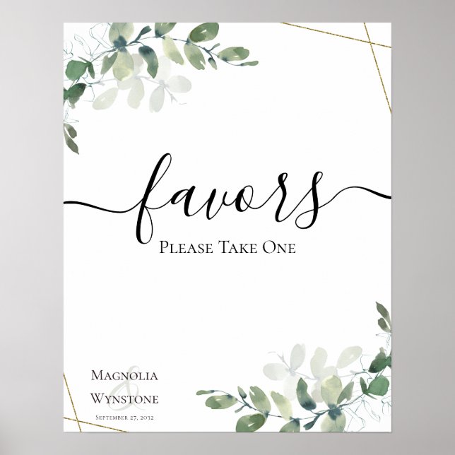Poster Eucalyptus Greenery Casamento Favorece Sinal (Frente)
