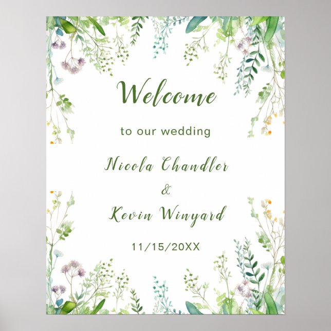 Poster Eucalyptus Greenery deixa casamento (Frente)