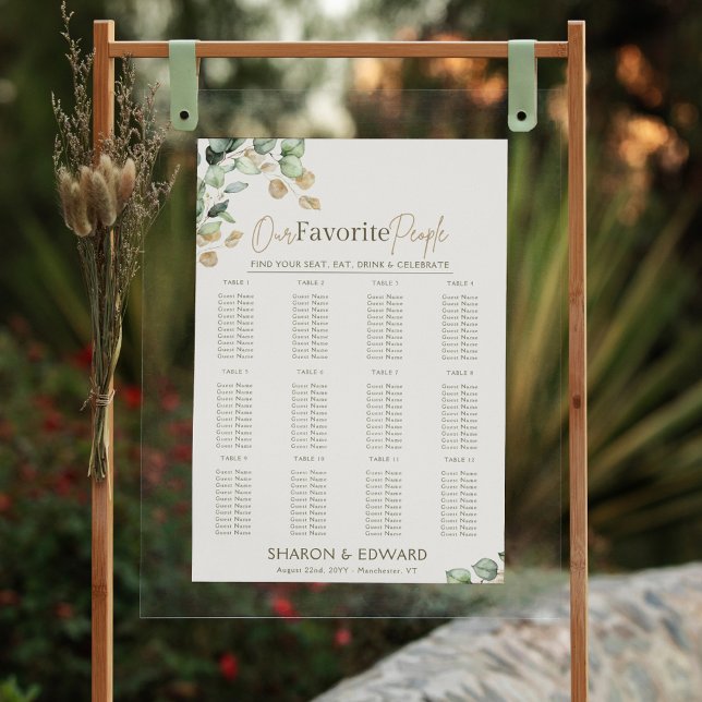 Poster Eucalyptus Greenery & Dourado Casamento (Criador carregado)