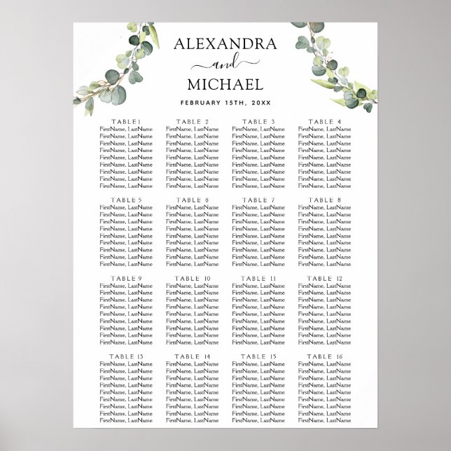 Poster Eucalyptus Greenery Elegante Casamento (Frente)