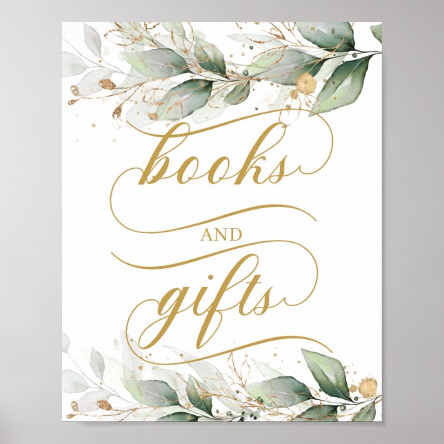 Poster Eucalyptus greenery faux gold books e presságio (Frente)