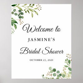 Poster Eucalyptus Greenery Leaves Chic Bridal Shower Sign