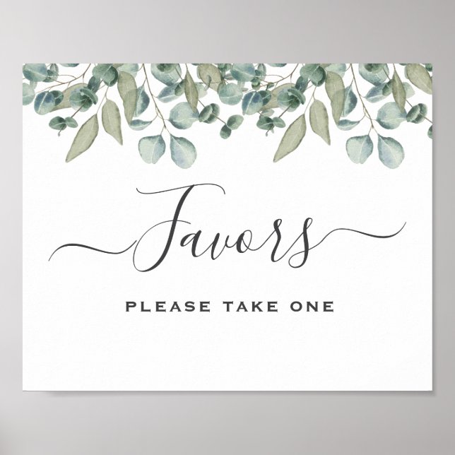 Poster Eucalyptus Greenery Sinal de Favor do Casamento (Frente)