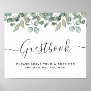 Poster Eucalyptus Greenery Sinal de Guestbook de Casament